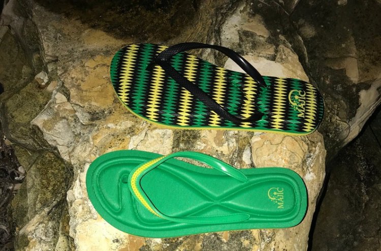 Jamaican Flag colored Majic Flip Flops
